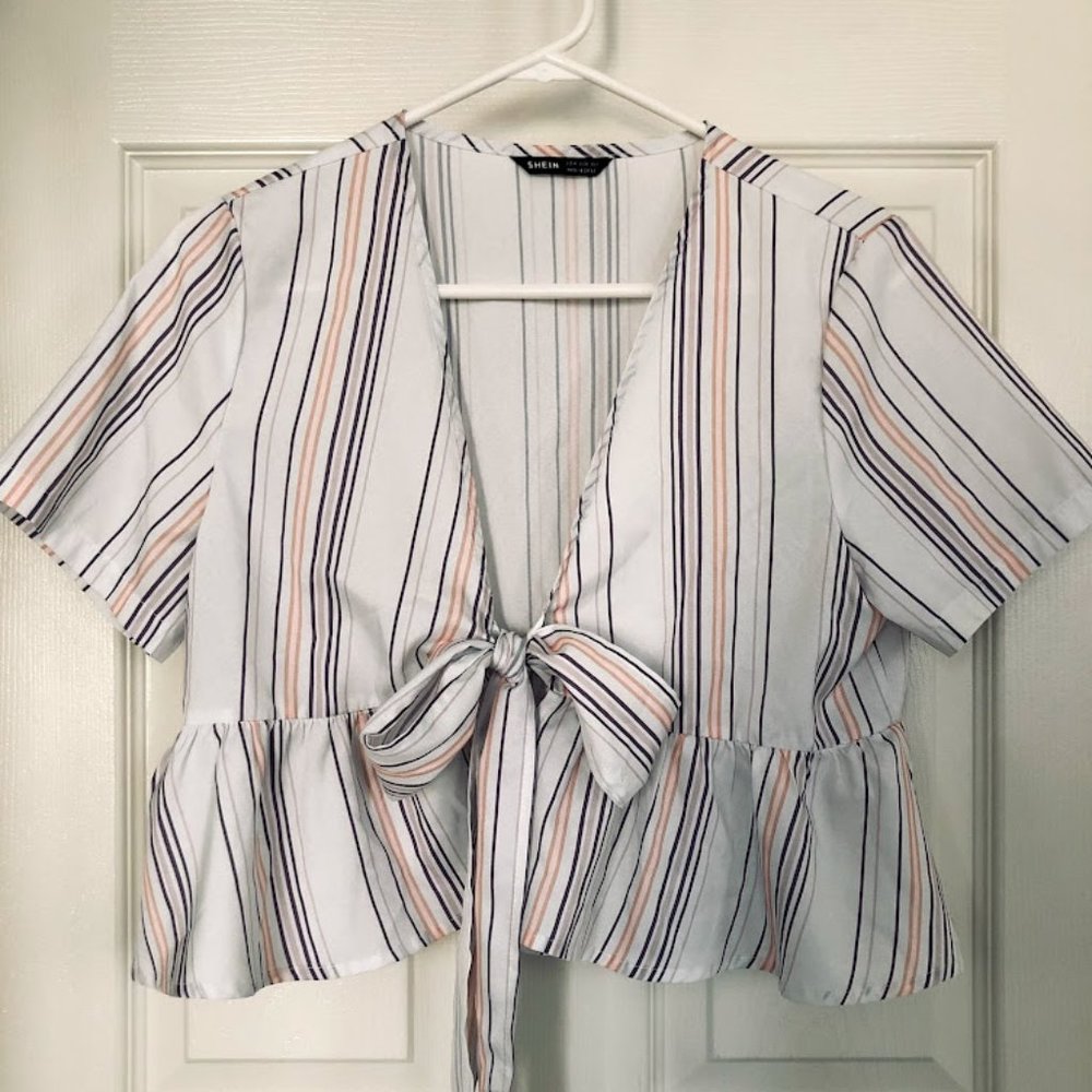 Woman SHEIN white with stripes blouse / top, M